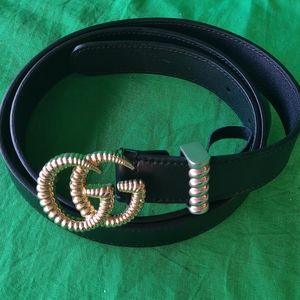 Leather belt with torchon Double G buckle size 95.38